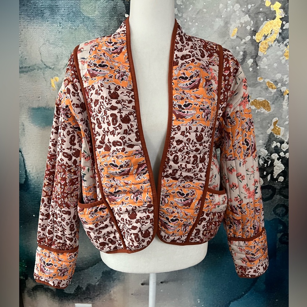 Bright Blossom & Brick Quilted Jacket
